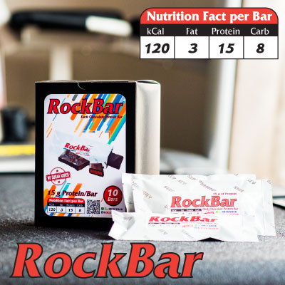 RockBar Protein Bar โปรตีนบาร์ กล่อง 10 แท่ง รส Dark Chocolate